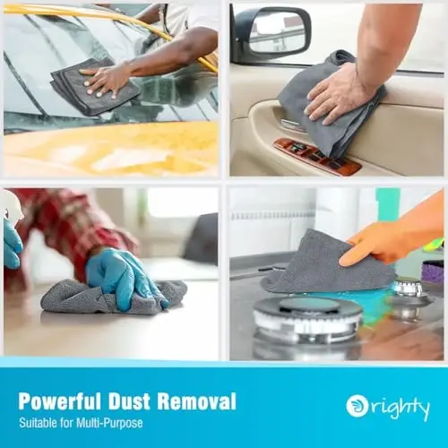 Orighty Grey Microfiber Cleaning Cloth, Microfiber Towels for Cars, Highly Absorbent Car Cleaning Supplies, Lint Free Cloths Clean Rags for Car Care, House, Kitchen, 12x11 inch, Pack of 24 - 6