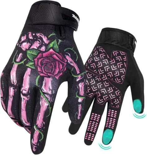 RIGWARL erkaklar ayollar uchun mototsikl qo'lqoplari sensorli ekran, engil dirt bayk qo'lqopi sirpanmaydigan, skelet mototsikl qo'lqopi 