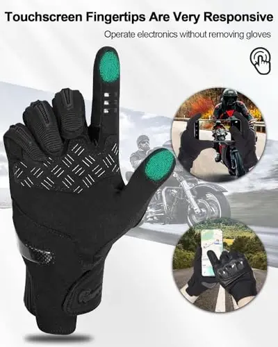 RIGWARL erkaklar ayollar uchun mototsikl qo'lqoplari Sensorli ekran, Yengil Dirt Bike Qo'lqopi Sirpanmaydigan, Skelet Mototsikl Haydash Qo'lqopi - 3