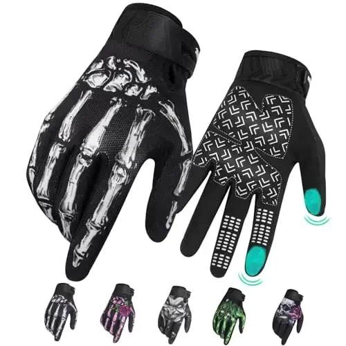 RIGWARL Motorcycle Gloves for Men Women Touchscreen, Lightweight Dirt Bike Glove Non-Slip, Skeleton Motorcycle Riding Glove 