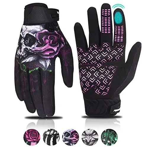 RIGWARL Motorcycle Gloves for Men Women Touchscreen, Lightweight Dirt Bike Glove Non-Slip, Skeleton Motorcycle Riding Glove - 1