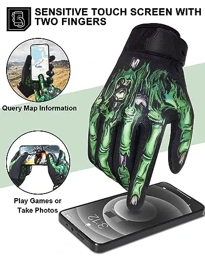 RIGWARL Motorcycle Gloves for Men Women Touchscreen, Lightweight Dirt Bike Glove Non-Slip, Skeleton Motorcycle Riding Glove - 2