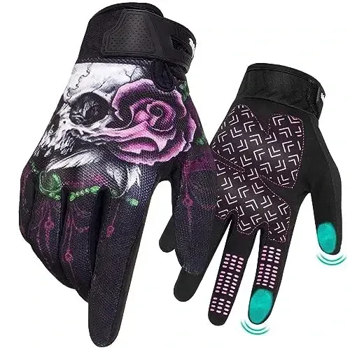 RIGWARL Motorcycle Gloves for Men Women Touchscreen, Lightweight Dirt Bike Glove Non-Slip, Skeleton Motorcycle Riding Glove - 1