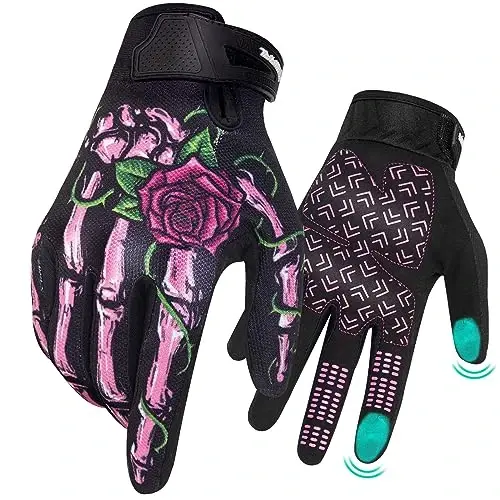 RIGWARL Motorcycle Gloves for Men Women Touchscreen, Lightweight Dirt Bike Glove Non-Slip, Skeleton Motorcycle Riding Glove - 1
