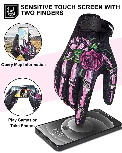 RIGWARL Motorcycle Gloves for Men Women Touchscreen, Lightweight Dirt Bike Glove Non-Slip, Skeleton Motorcycle Riding Glove - 2