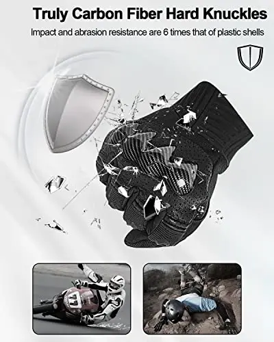 RIGWARL Motorcycle Gloves for Men Women Touchscreen, Lightweight Dirt Bike Glove Non-Slip, Skeleton Motorcycle Riding Glove - 3