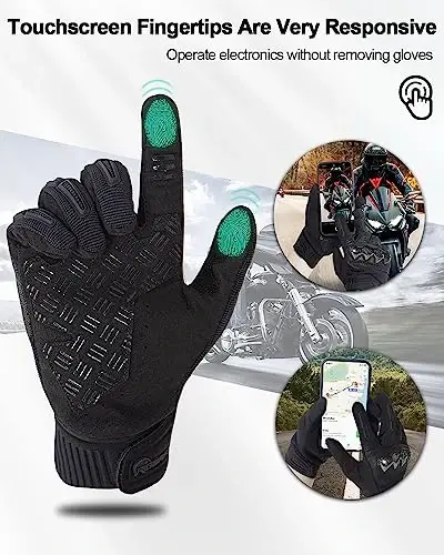 RIGWARL Motorcycle Gloves for Men Women Touchscreen, Lightweight Dirt Bike Glove Non-Slip, Skeleton Motorcycle Riding Glove - 5