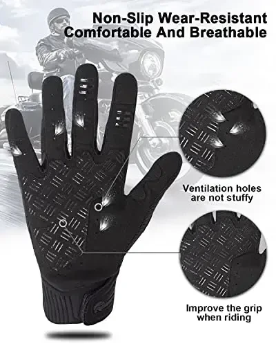 RIGWARL Motorcycle Gloves for Men Women Touchscreen, Lightweight Dirt Bike Glove Non-Slip, Skeleton Motorcycle Riding Glove - 4