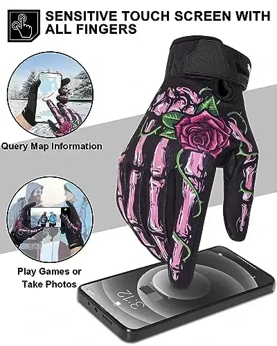 RIGWARL Motorcycle Gloves for Men Women Touchscreen, Lightweight Dirt Bike Glove Non-Slip, Skeleton Motorcycle Riding Glove - 3