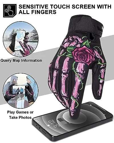 RIGWARL Motorcycle Gloves for Men Women Touchscreen, Lightweight Dirt Bike Glove Non-Slip, Skeleton Motorcycle Riding Glove - 3