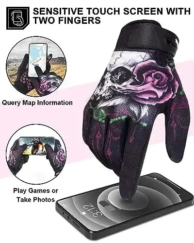 RIGWARL Motorcycle Gloves for Men Women Touchscreen, Lightweight Dirt Bike Glove Non-Slip, Skeleton Motorcycle Riding Glove - RIGWARL (1)