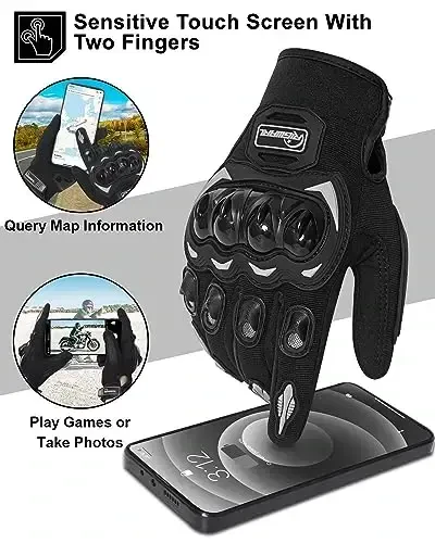 RIGWARL Motorcycle Gloves for Men Women Touchscreen, Lightweight Dirt Bike Glove Non-Slip, Skeleton Motorcycle Riding Glove - 3