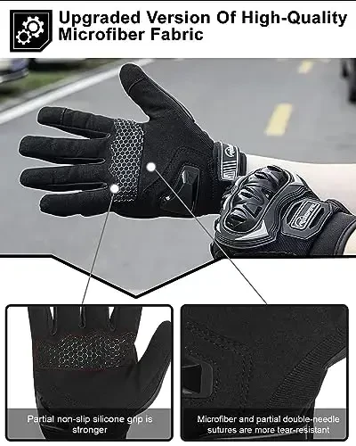 RIGWARL Motorcycle Gloves for Men Women Touchscreen, Lightweight Dirt Bike Glove Non-Slip, Skeleton Motorcycle Riding Glove - 4