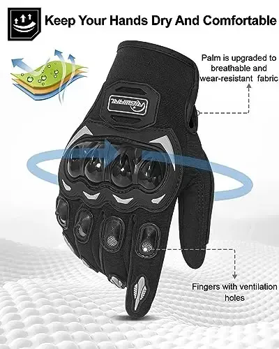 RIGWARL Motorcycle Gloves for Men Women Touchscreen, Lightweight Dirt Bike Glove Non-Slip, Skeleton Motorcycle Riding Glove - 5