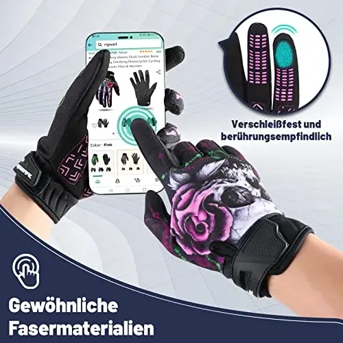 RIGWARL Motorcycle Gloves for Men Women Touchscreen, Lightweight Dirt Bike Glove Non-Slip, Skeleton Motorcycle Riding Glove - 2