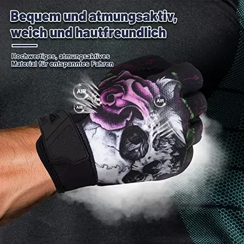 RIGWARL Motorcycle Gloves for Men Women Touchscreen, Lightweight Dirt Bike Glove Non-Slip, Skeleton Motorcycle Riding Glove - 3