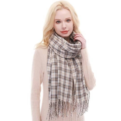 RIIQIICHY Plaid Scarf for Women Fall Winter Pashmina Scarves Wraps for Cold Weather Warm Large - 1