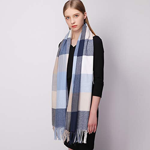 RIIQIICHY Plaid Scarfs for Women Fall Winter Scarves Pashmina Shawls and Wraps for Evening Dresses - 6