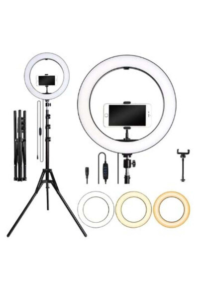 Ring Light Led 10 dyuym 26 sm Youtube, Tiktok, Sartaroshlik chirog'i Yorqinlik sozlanishi mumkin 210 sm Tripod - 9