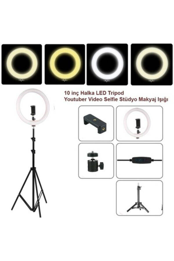 Ring Light Led 10 dyuym 26 sm Youtube, Tiktok, Sartaroshlik chirog'i Yorqinlik sozlanishi mumkin 210 sm Tripod - 16