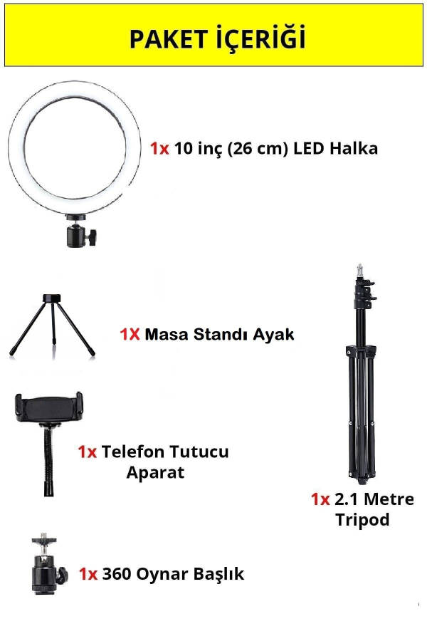 Ring Yorug'lik Youtuber Tiktok Telefon Tutqichi Makiyaj Chiroqi 10 Dyuym +2.1 Metr Tripod+ Stol Oyoqli - 4