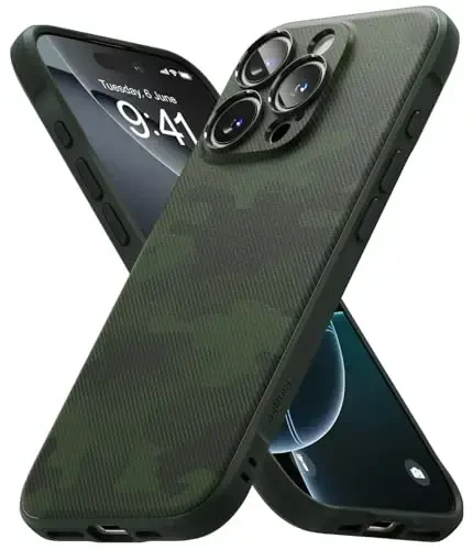 Ringke Onyx для iPhone 16 Pro Max, [приятно держать в руке], устойчив к маслу и грязи, отдельные крышки объективов для камер, нескользящее покрытие, легкий чехол - камуфляжно-зеленый - 1