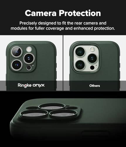 Ringke Onyx [Feels Good in The Hand] Compatible with iPhone 16 Pro Case, Anti-Fingerprint Technology Prevents Oily Smudges Non-Slip Enhanced Grip Precise Cutouts for Camera - Dark Green - 3