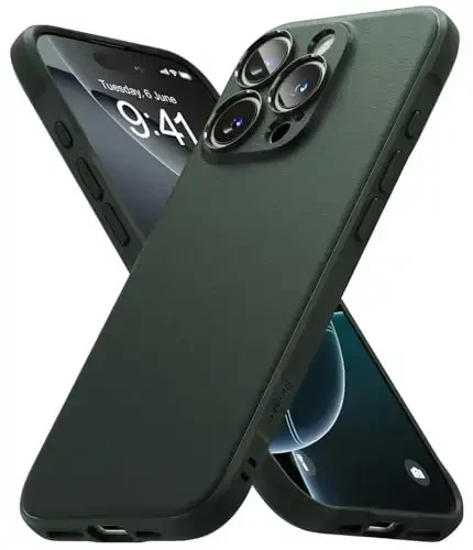 Ringke Onyx [Feels Good in The Hand] Compatible with iPhone 16 Pro Case, Anti-Fingerprint Technology Prevents Oily Smudges Non-Slip Enhanced Grip Precise Cutouts for Camera - Dark Green - 1