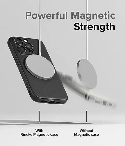 Ringke Onyx for iPhone 15 Pro Case, [Compatible with MagSafe] Oil & Dirt Resistant, Individual Lens Covers for Cameras, Non-Slip Enhanced Grip Lightweight Cover - Magnetic Black - 4