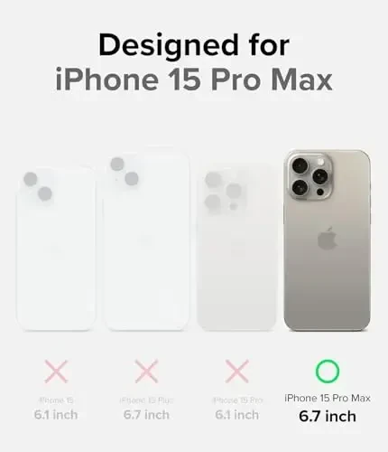 Ringke Onyx for iPhone 15 Pro Max Case, [Compatible with MagSafe] Oil & Dirt Resistant, Individual Lens Covers for Cameras, Non-Slip Enhanced Grip Lightweight Cover - Magnetic Black - 3