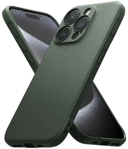 Ringke Onyx for iPhone 15 Pro Max Case, [Feels Good in The Hand] Oil & Dirt Resistant, Individual Lens Covers for Cameras, Non-Slip Enhanced Grip Lightweight Cover - Dark Green - 1