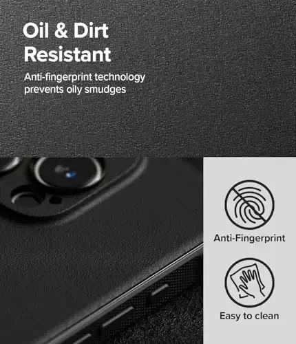 Ringke Onyx for iPhone 16 Pro Case, [Compatible with MagSafe] Oil & Dirt Resistant, Individual Lens Covers for Cameras, Non-Slip Enhanced Grip Lightweight Cover - Magnetic Black - 4