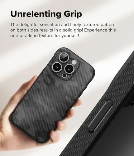 Ringke Onyx for iPhone 16 Pro Case, [Feels Good in The Hand] Oil & Dirt Resistant, Individual Lens Covers for Cameras, Non-Slip Enhanced Grip Lightweight Cover - Camo Black - 5