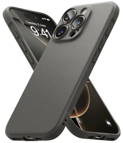 Ringke Onyx for iPhone 16 Pro Case, [Feels Good in The Hand] Oil & Dirt Resistant, Individual Lens Covers for Cameras, Non-Slip Enhanced Grip Lightweight Cover - Gray 