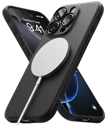 Ringke Onyx for iPhone 16 Pro Max Case, [Compatible with MagSafe] Oil & Dirt Resistant, Individual Lens Covers for Cameras, Non-Slip Enhanced Grip Lightweight Cover - Magnetic Black - 1