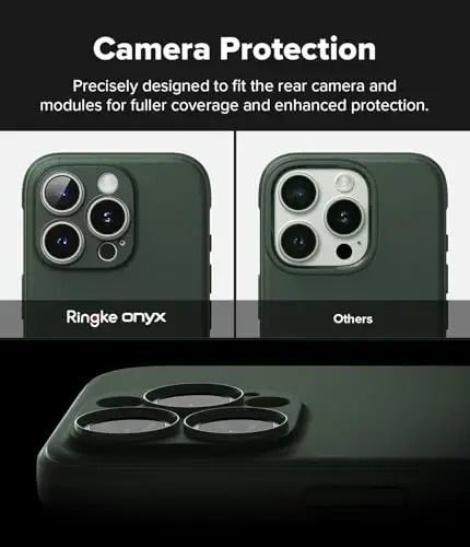 Ringke Onyx for iPhone 16 Pro Max G'ilofi, [Qo'lda yaxshi seziladi] Yog' va kirlikka chidamli, Kameralar uchun individual linzalar qopqoqlari, Sirpanmaydigan kuchaytirilgan ushlagichli yengil qopqoq - To'q yashil - 3