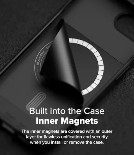 Ringke Onyx for iPhone 16e Case, [Compatible with MagSafe] Oil & Dirt Resistant, Individual Lens Covers for Cameras, Non-Slip Enhanced Grip Lightweight Cover - Magnetic Black - 3