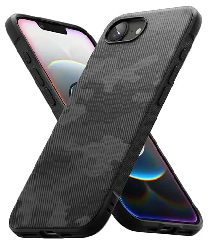 Ringke Onyx for iPhone 16e Case, [Feels Good in The Hand] Oil & Dirt Resistant, Cameras uchun individual linza qopqoqlari, Sirpanmaydigan yaxshilangan tutqichli yengil qopqoq - Camo Black - 2