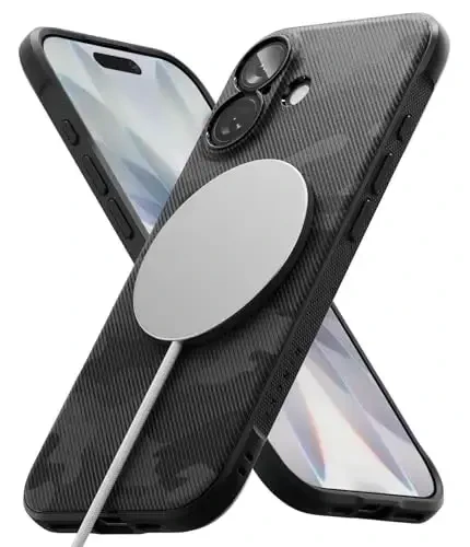 Ringke Onyx for iPhone 17 Case, [Compatible with MagSafe] Oil & Dirt Resistant, Individual Lens Covers for Cameras, Non-Slip Enhanced Grip Lightweight Cover - Magnetic Camo Black - 1