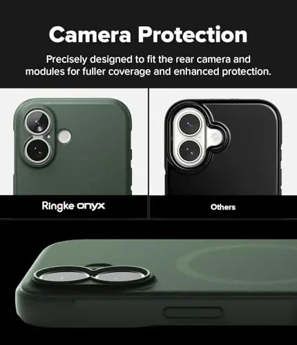 Ringke Onyx for iPhone 17 Case, [Compatible with MagSafe] Oil & Dirt Resistant, Individual Lens Covers for Cameras, Non-Slip Enhanced Grip Lightweight Cover - Magnetic Dark Green - 3