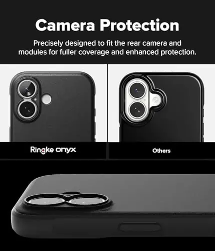 Ringke Onyx for iPhone 17 Case, [Feels Good in The Hand] Oil & Dirt Resistant, Individual Lens Covers for Cameras, Non-Slip Enhanced Grip Lightweight Cover - Black - 3