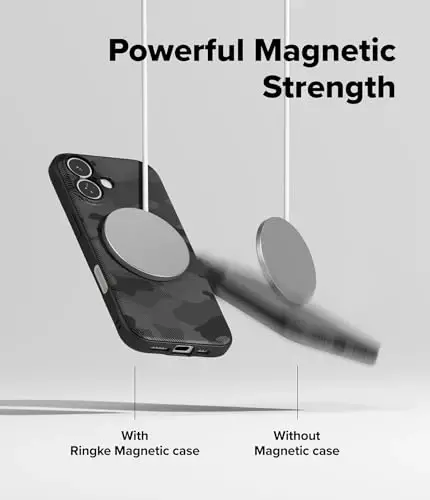 Ringke Onyx for iPhone 17 G'ilofi, [MagSafe bilan mos] Yog 'va kirlanishga chidamli, Kameralar uchun individual linzalar qopqoqlari, Sirpanmaydigan kuchaytirilgan tutqichli yengil qopqoq - Magnit Kamuflaj Qora - 4