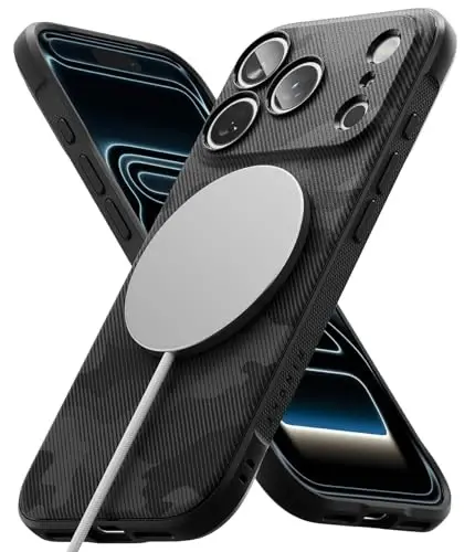 Ringke Onyx for iPhone 17 Pro Case, [Compatible with MagSafe] Yog'ga va kirlarga chidamli, kameralar uchun individual linza qopqoqlari, sirpanmaydigan kuchaytirilgan ushlagichli yengil qopqoq - Magnetic Camo Black 