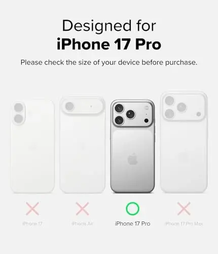 Ringke Onyx for iPhone 17 Pro Case, [MagSafe bilan mos] Yog 'va kirga chidamli, kameralar uchun individual linzalar qopqoqlari, sirpanmaydigan yaxshilangan ushlagichli yengil g'ilof - Magnetic Black - 2