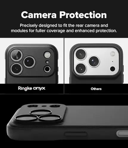 Ringke Onyx for iPhone 17 Pro Max Case, [Feels Good in The Hand] Oil & Dirt Resistant, Individual Lens Covers for Cameras, Non-Slip Enhanced Grip Lightweight Cover - Black - 3