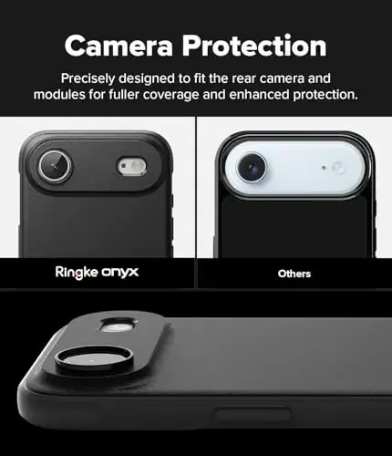 Ringke Onyx for iPhone Air Case, [Compatible with MagSafe] Oil & Dirt Resistant, Individual Lens Covers for Cameras, Non-Slip Enhanced Grip Lightweight Cover - Magnetic Black - 3