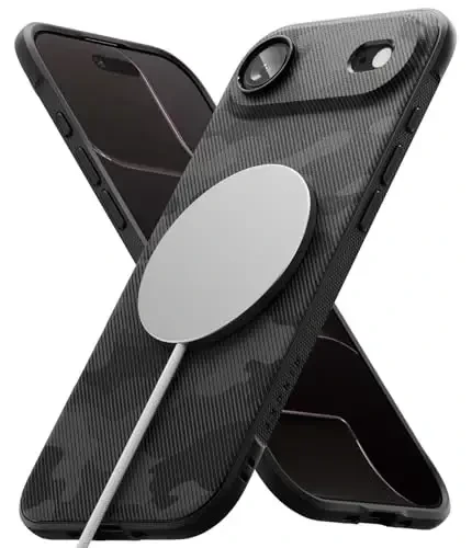 Ringke Onyx for iPhone Air Case, [Compatible with MagSafe] Oil & Dirt Resistant, Individual Lens Covers for Cameras, Non-Slip Enhanced Grip Lightweight Cover - Magnetic Camo Black - 1