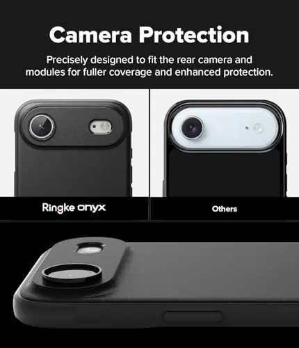 Ringke Onyx for iPhone Air Case, [Feels Good in The Hand] Oil & Dirt Resistant, Individual Lens Covers for Cameras, Non-Slip Enhanced Grip Lightweight Cover - Black - 3