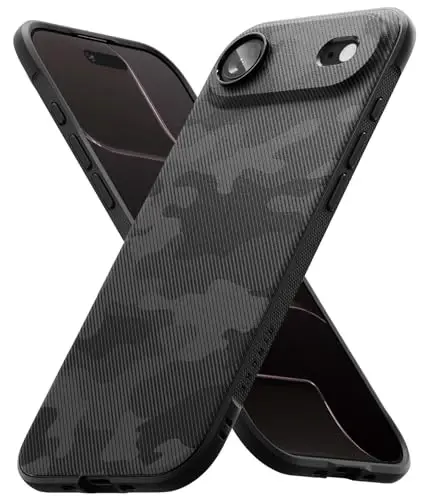 Ringke Onyx for iPhone Air Case, [Feels Good in The Hand] Oil & Dirt Resistant, Individual Lens Covers for Cameras, Non-Slip Enhanced Grip Lightweight Cover - Camo Black - 1