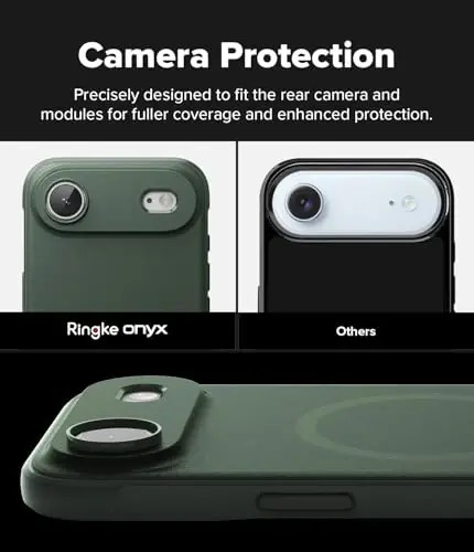 Ringke Onyx for iPhone Air Case, [MagSafe bilan mos] Yog 'va kirlikka chidamli, kameralar uchun individual linza qopqoqlari, sirpanmaydigan kuchaytirilgan tutqichli yengil qopqoq - magnit to'q yashil - 3